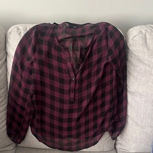 Luminess Checkered Blouse - Black and Burgundy
